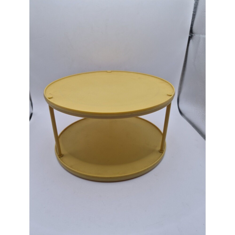Vintage Rubbermaid  Lazy Susan  2 Tier Round Spice Rack Turntable Harvest Gold